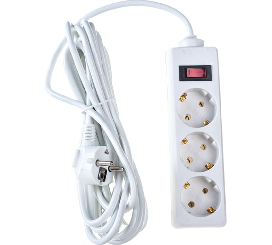 Изображение товара Сетевой фильтр ExeGate SP-3-5W 3евро с заземлением 5м защита от перегрузки выключатель с подсветкой белый 221184