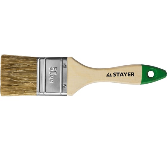 Изображение товара Плоская кисть STAYER LASUR смешанная щетина, деревянная ручка, для высокотекучих ЛКМ, 50мм, 2", 01031-50