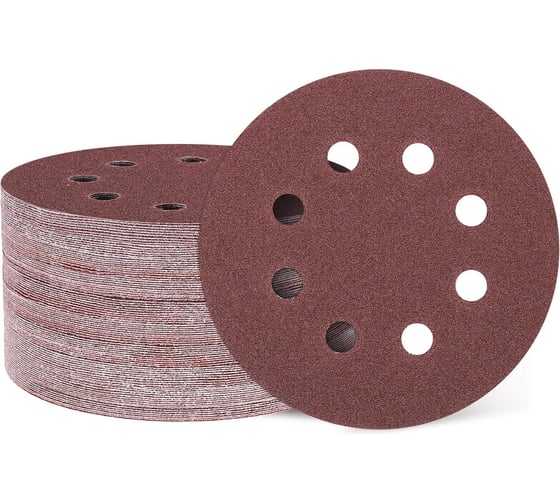 Изображение товара Круг шлифовальный с отверстиями на ворсовой подложке STRONER 125 мм P80 50 шт/уп velcro125p80-50