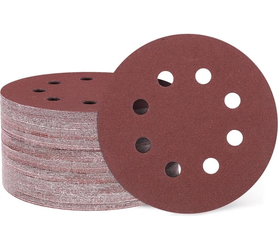 Изображение товара Круг шлифовальный с отверстиями на ворсовой подложке STRONER 125 мм P150 50 шт/уп velcro125p150-50