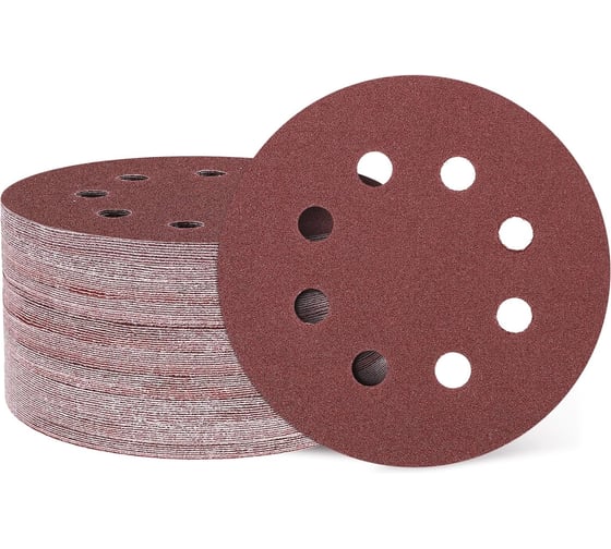 Изображение товара Круг шлифовальный с отверстиями на ворсовой подложке STRONER 125 мм P100 50 шт/уп velcro125p100-50