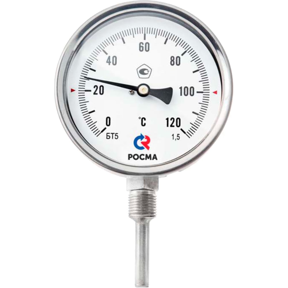Изображение товара Термометр РОСМА БТ-52.220 радиальный для измерения температуры от 0 до 160°C
