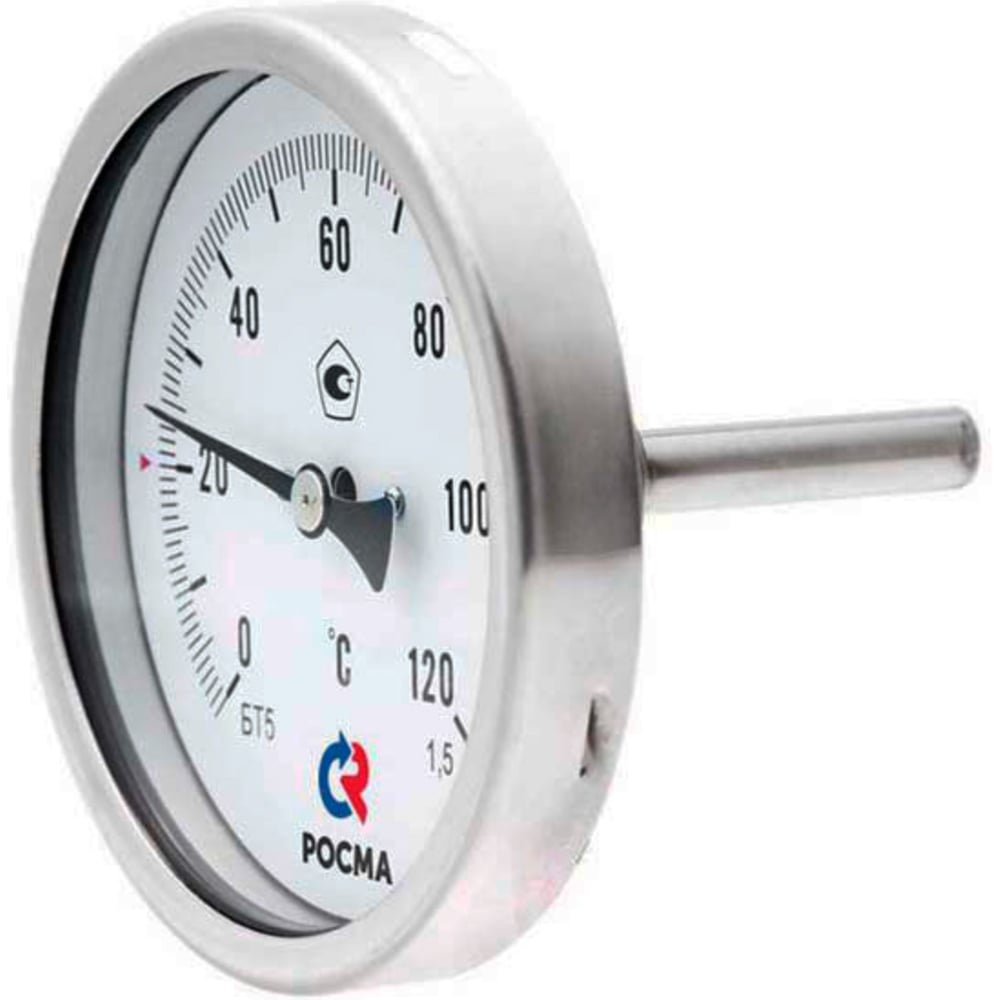Изображение товара Термометр РОСМА БТ-51.220 осевой, коррозионностойкий, для измерения 0-120°C