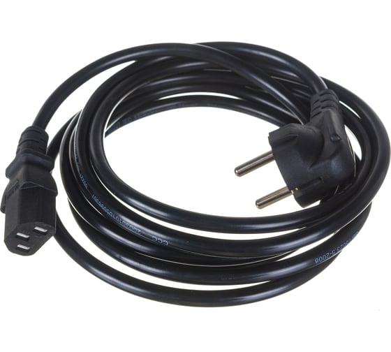 Изображение товара Кабель питания ExeGate Power PC-3P Евровилка угловая Schuko- С13 VDE-250V-3х0.5-CU 6A 3м 280661