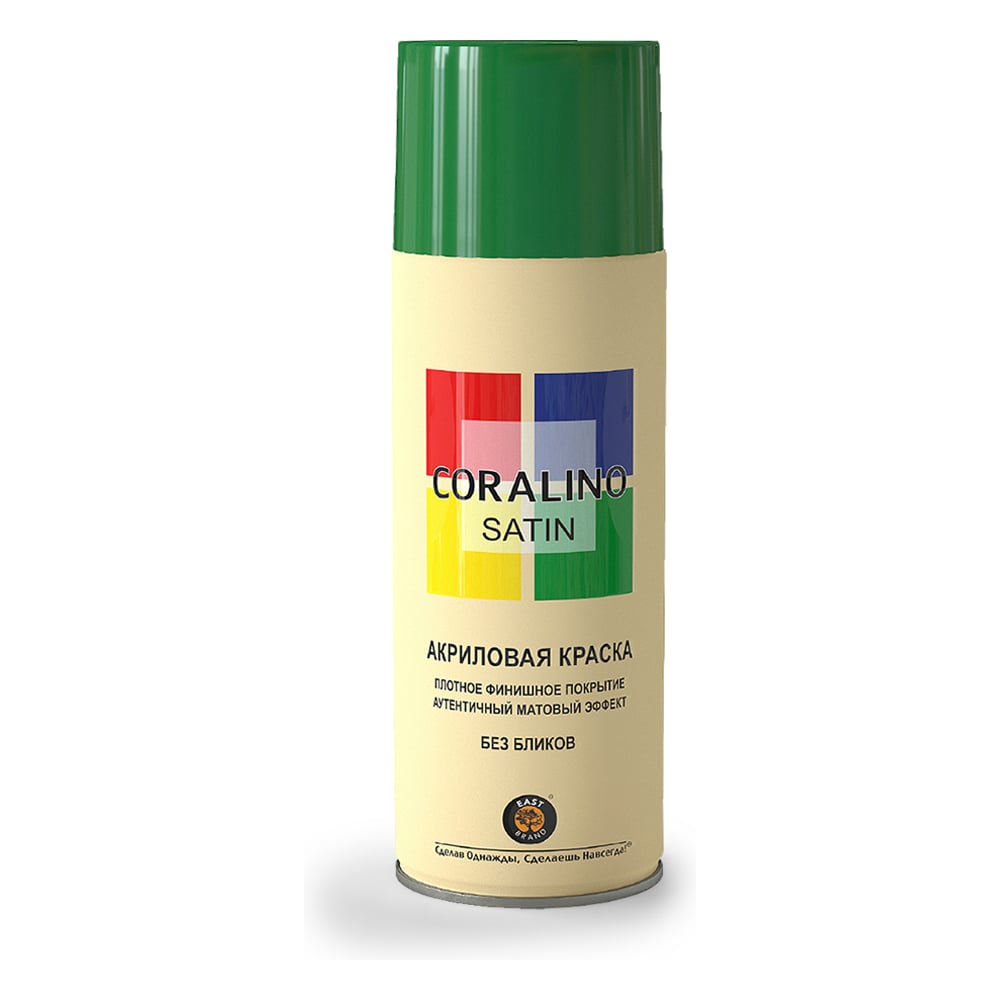 Изображение товара Краска аэрозольная полуматовая CORALINO SATIN RAL6029 Зеленая Мята 0.52 л
