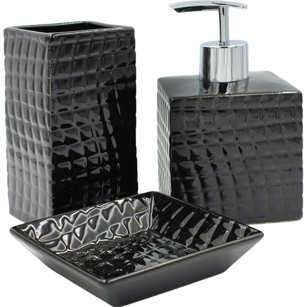Купить Настольный комплект аксессуаров Bath Plus, ORIENT SET 3, черный, керамика