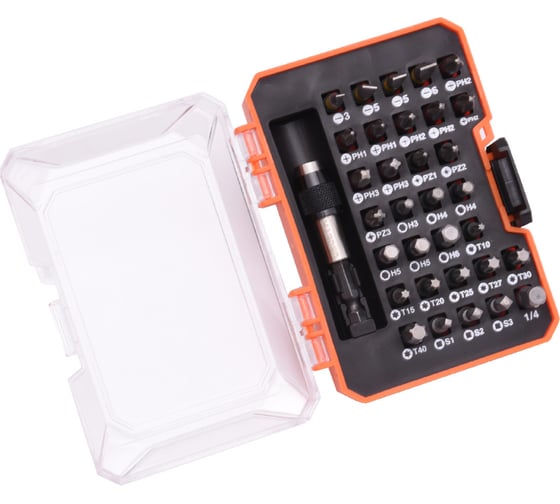 Изображение товара Набор для точных работ HARDEN, отвертка и биты из стали S2, 33 предмета в пластиковом пенале 550833