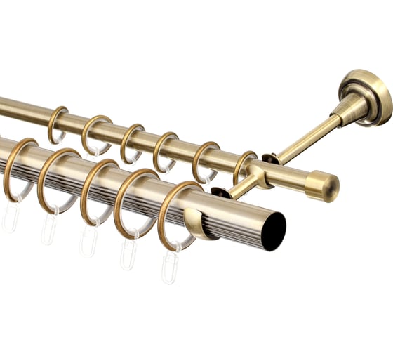 Изображение товара Двухрядный карниз Peora диаметр 28 мм, цвет античное золото, 140 см 57417