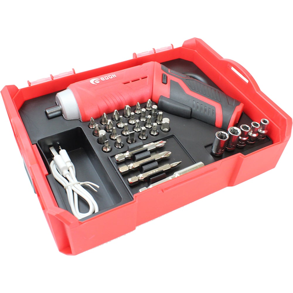 Изображение товара Аккумуляторная отвёртка Edon EDPL02-4 3.6В 5Н.м набор