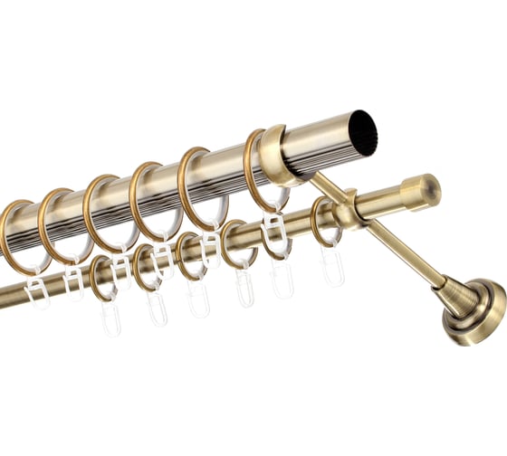 Изображение товара Двухрядный карниз Peora диаметр 28 мм, цвет античное золото 180 см 57419