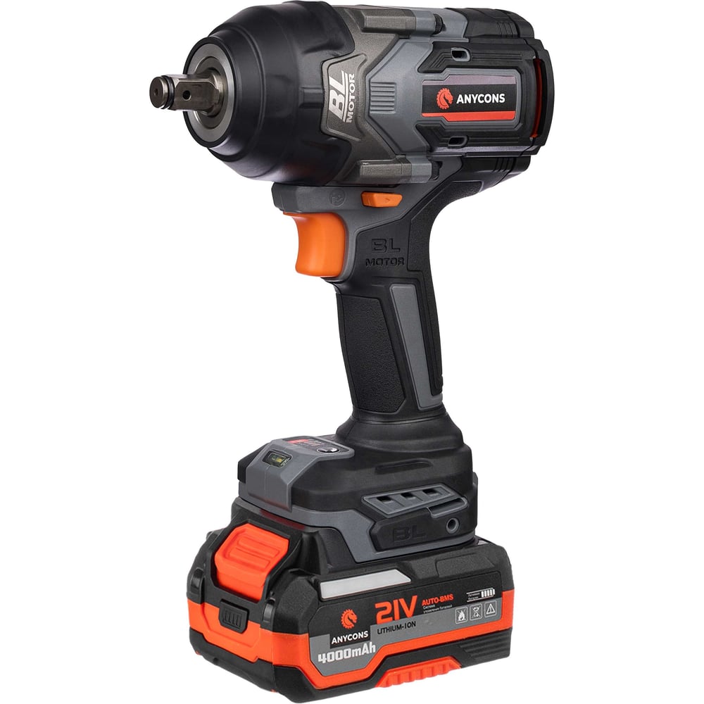 Изображение товара Профессиональный бесщеточный ударный гайковерт Anycons 850Нм 21В 2 аккумулятора