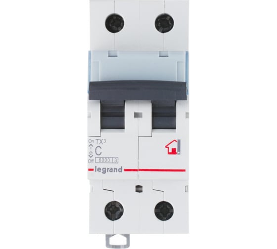 Изображение товара Автоматический выключатель Legrand TX3 6000 - 6 кА - тип B - 2П - 6 А - 2 модуля 403983