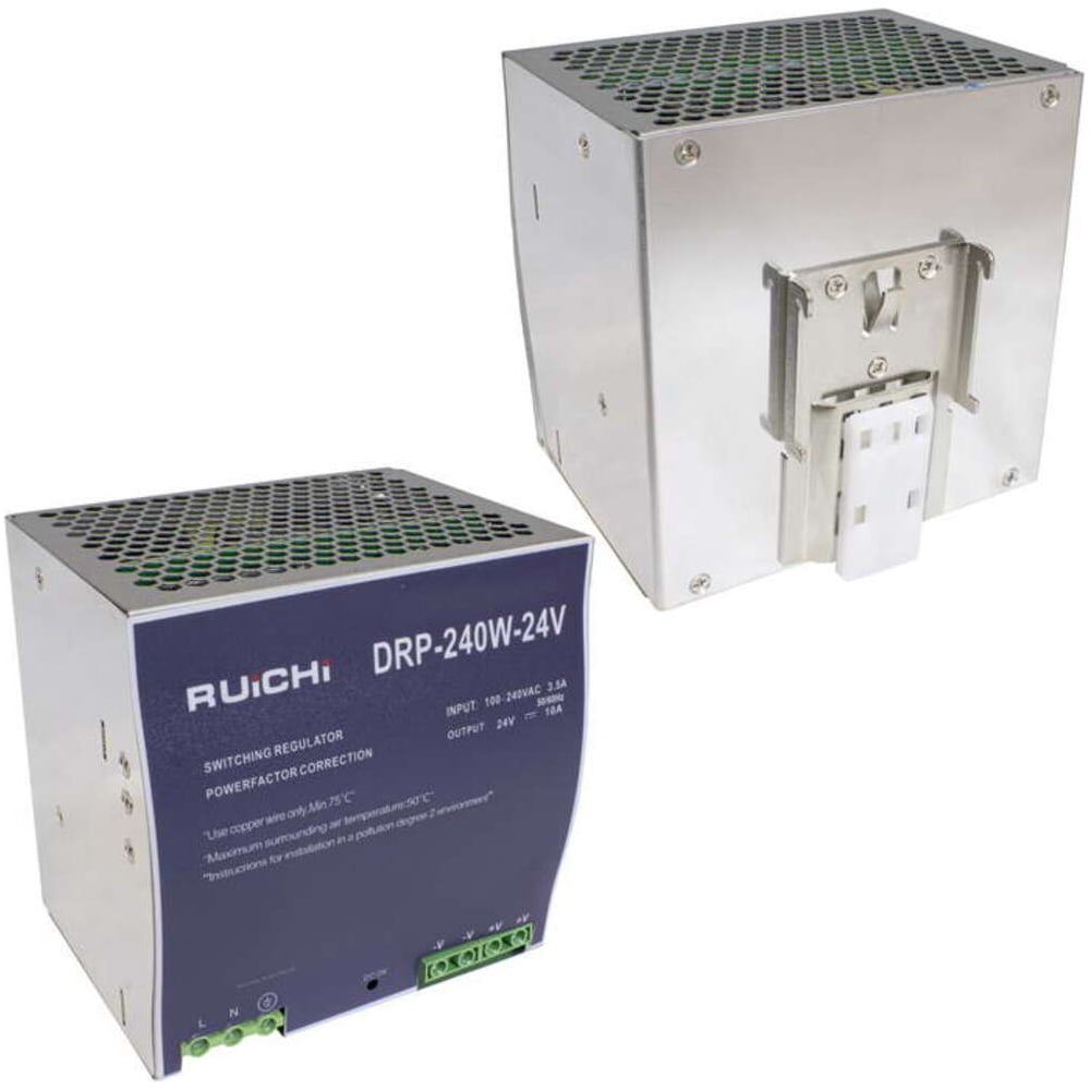 Изображение товара Блок питания RUICHI DRP-240-24 24В 240Вт для светодиодов IP20 DIN-рейка