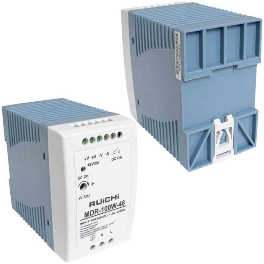 Изображение товара Блок питания RUICHI MDR-100-48 100 Вт, корпус на DIN-рейку, защита IP 20