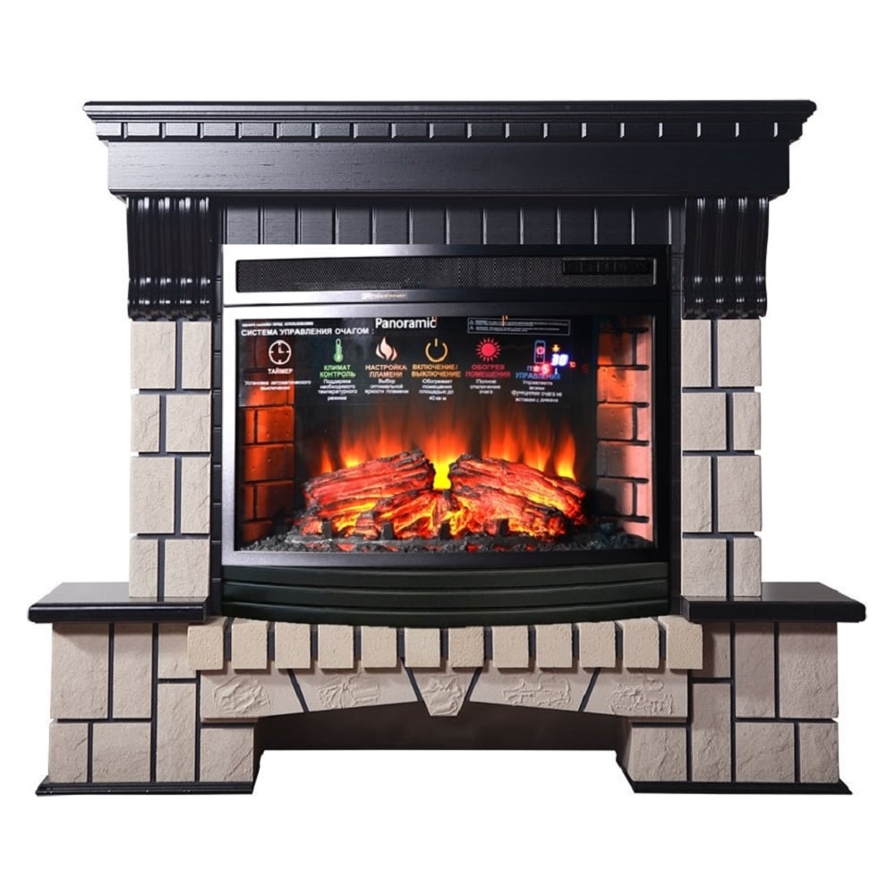 Изображение товара Каминокомплект InterFlame Экстер с Panoramic 25 венге минималистичный дизайн