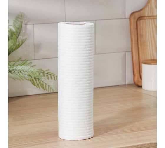 Изображение товара Салфетки в рулоне универсальные Доляна нетканные, целюлоза+полиэстер, 50 шт. 25х25 см, цвет белый 5164325