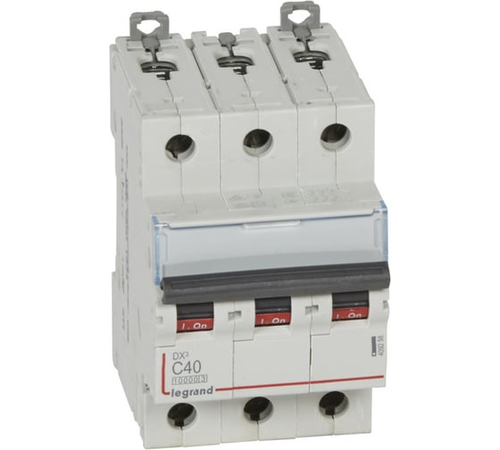Изображение товара Автоматический выключатель Legrand DX3 10000 - 16 кА - тип С - 3П - 40 А - 3 модуля 409258