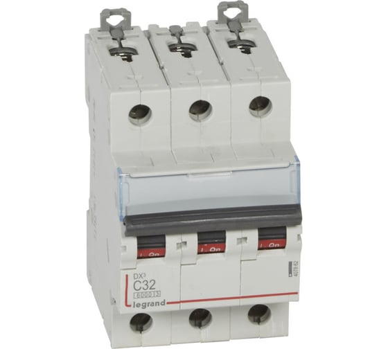 Изображение товара Автоматический выключатель Legrand DX3 6000 - 10 кА - тип C - 3П - 32 А - 3 модуля 407862