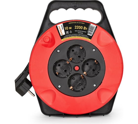 Изображение товара Удлинитель на катушке ExeGate Master ECS-1-1B 4 евро с заземлением 10м. защита от детей и перегрузки 3х1.0мм. 286336