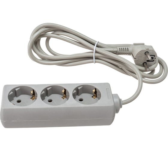 Изображение товара Удлинитель ExeGate ECE-3-3G 3 евророзетки с заземлением, 3м, серый 285805