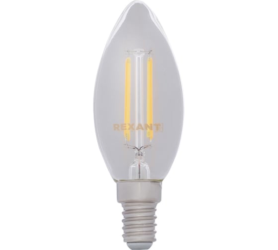 Изображение товара Филаментная лампа REXANT Свеча CN35 7.5 Вт 4000K E14 604-084