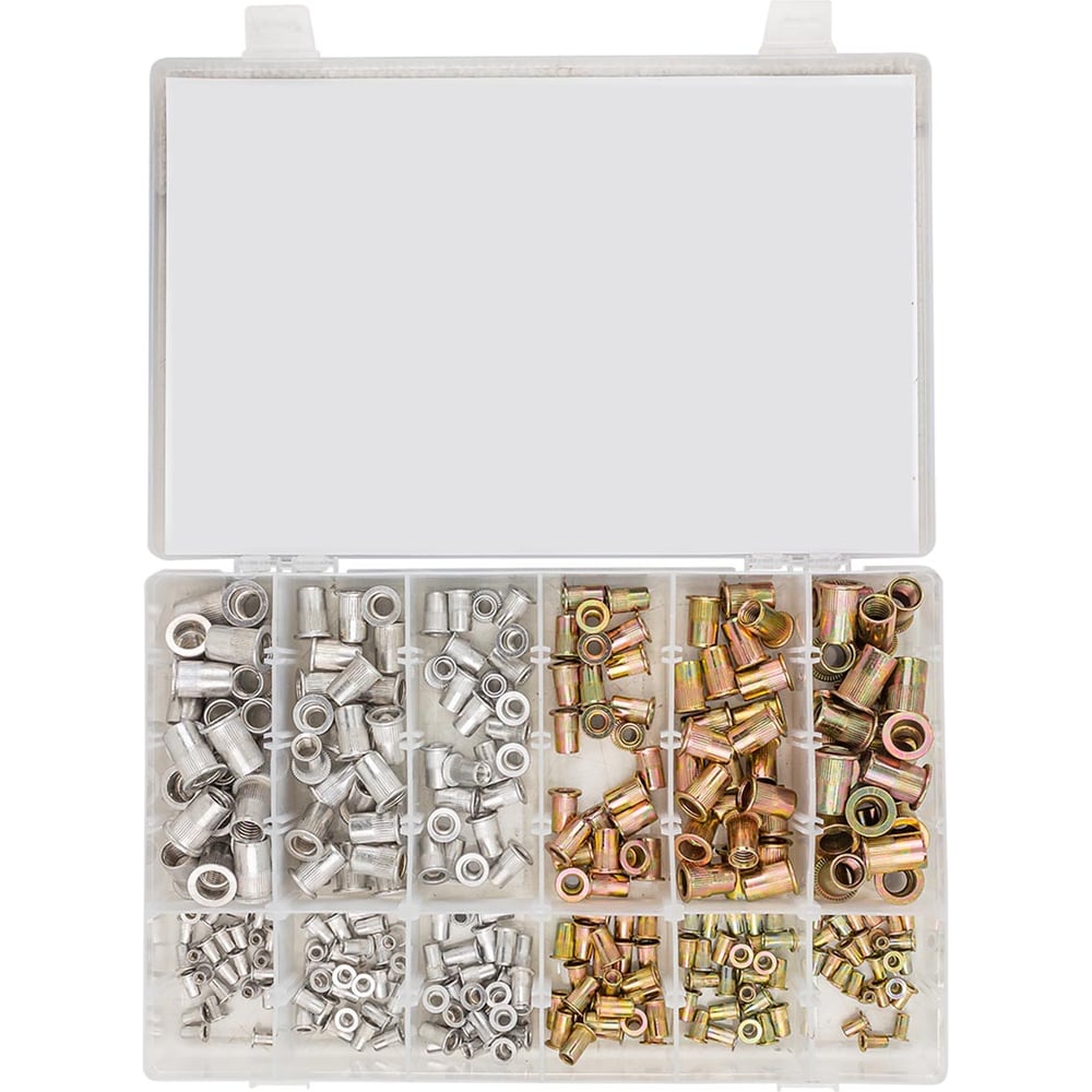 Изображение товара Набор заклепок резьбовых алюминиевых и стальных М3-М10 300 шт Rockforce RF-36480