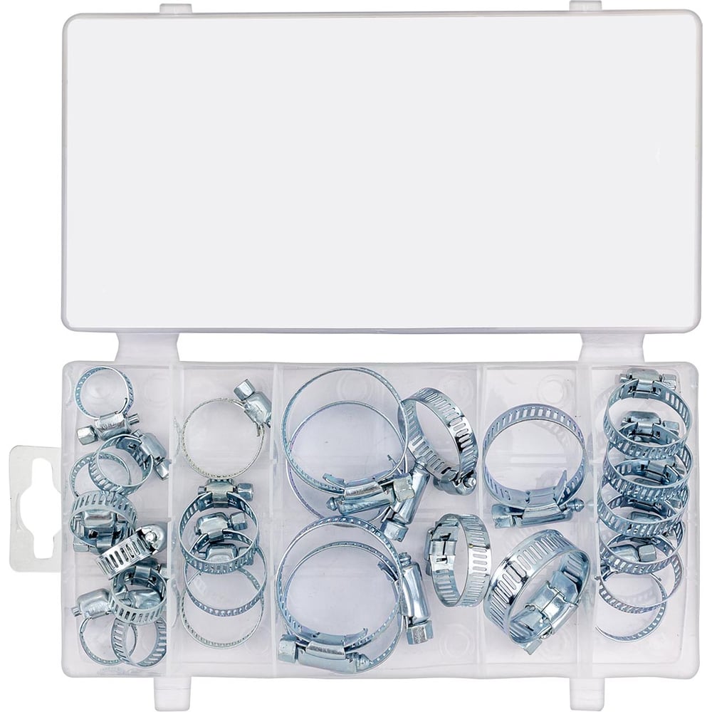 Изображение товара Набор червячных металлических хомутов Rockforce 26 шт диаметр 10-40 мм