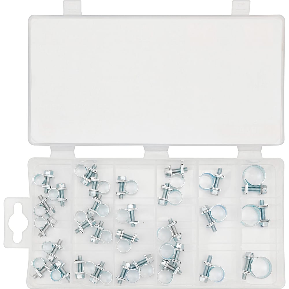 Изображение товара Набор зажимных хомутов Rockforce червячных металлических 30 предметов RF-06783