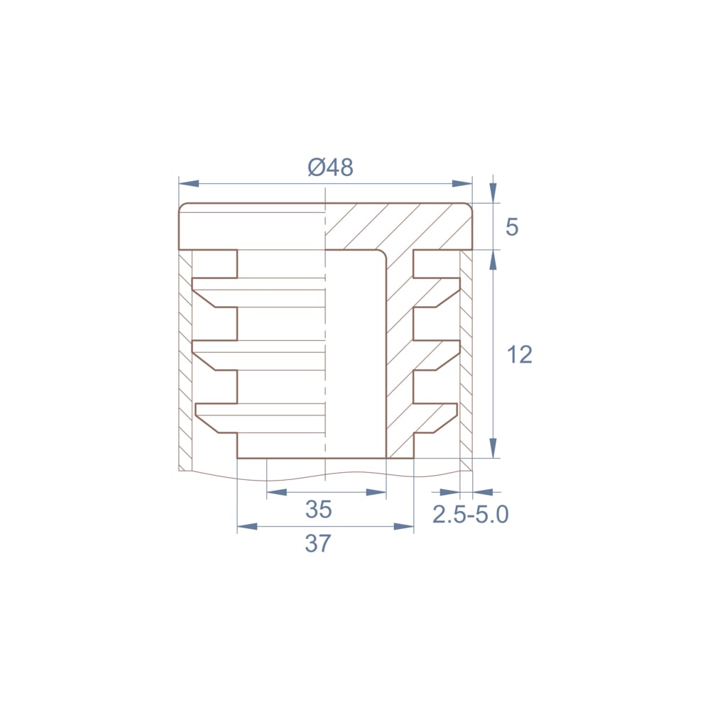 Изображение товара Заглушка пластиковая Миниворкс круглая Ø48 мм серия ILT 5 шт