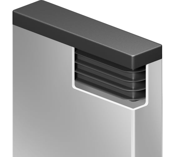 Изображение товара Заглушка пластиковая Миниворкс прямоугольная 20х60, практичная, серия ILR, стенка 1.0-3.5 мм, цвет черный –  (10 шт.) ILR60x20