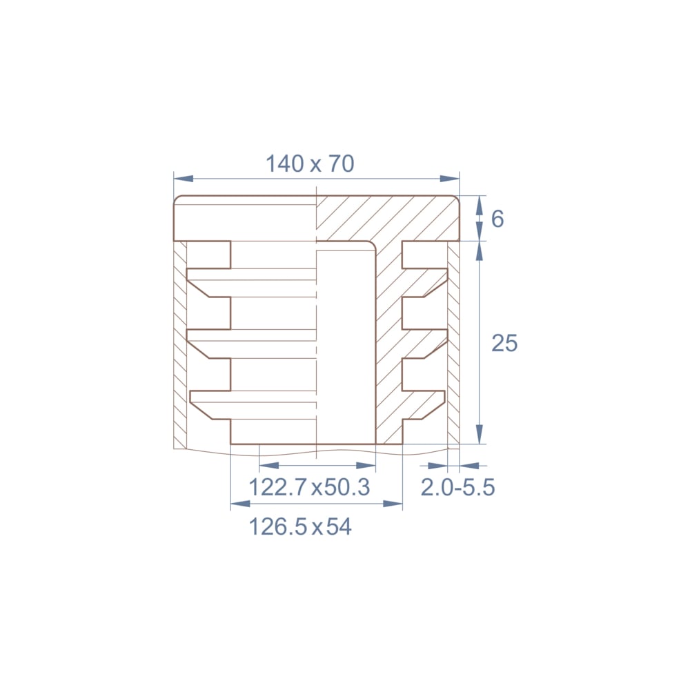 Изображение товара Заглушка пластиковая Миниворкс прямоугольная 70х140 серия ILR черная