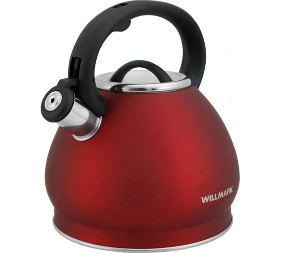 Изображение товара Чайник Willmark WTK-4221SS (3,5л, со свистком, с крышкой, нейлоновая ручка,техн, Easy spout open) (Красный) 2001486
