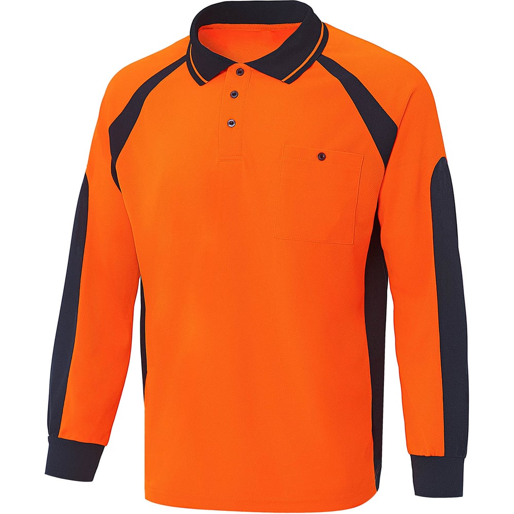 Изображение товара Мужская футболка-поло СОЮЗСПЕЦОДЕЖДА КОТПРОФИ 03 оранжевая/тёмно-синяя, длинный рукав, размер M