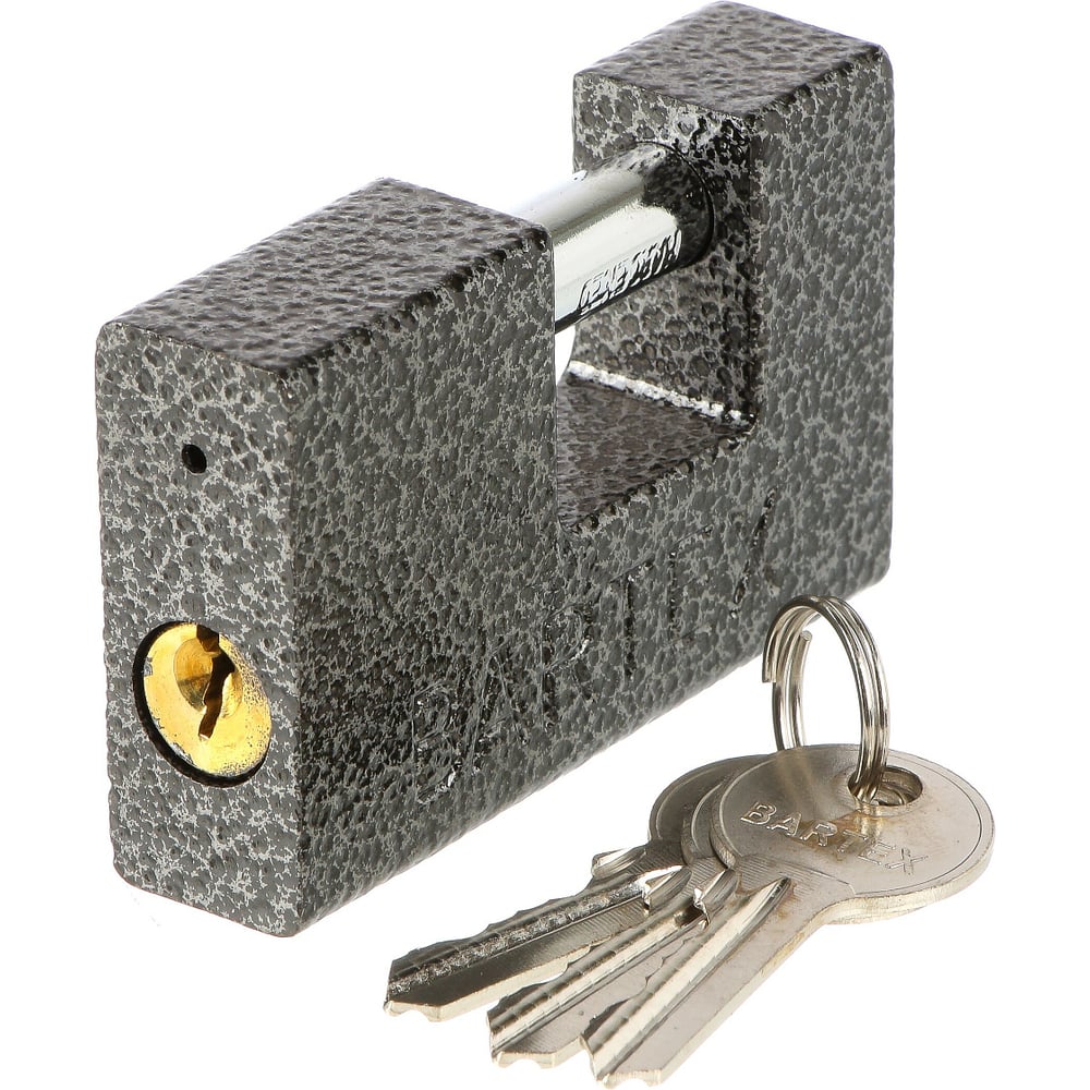 Изображение товара Гаражный навесной замок Bartex 80 мм чугунный с 3 ключами водостойкий