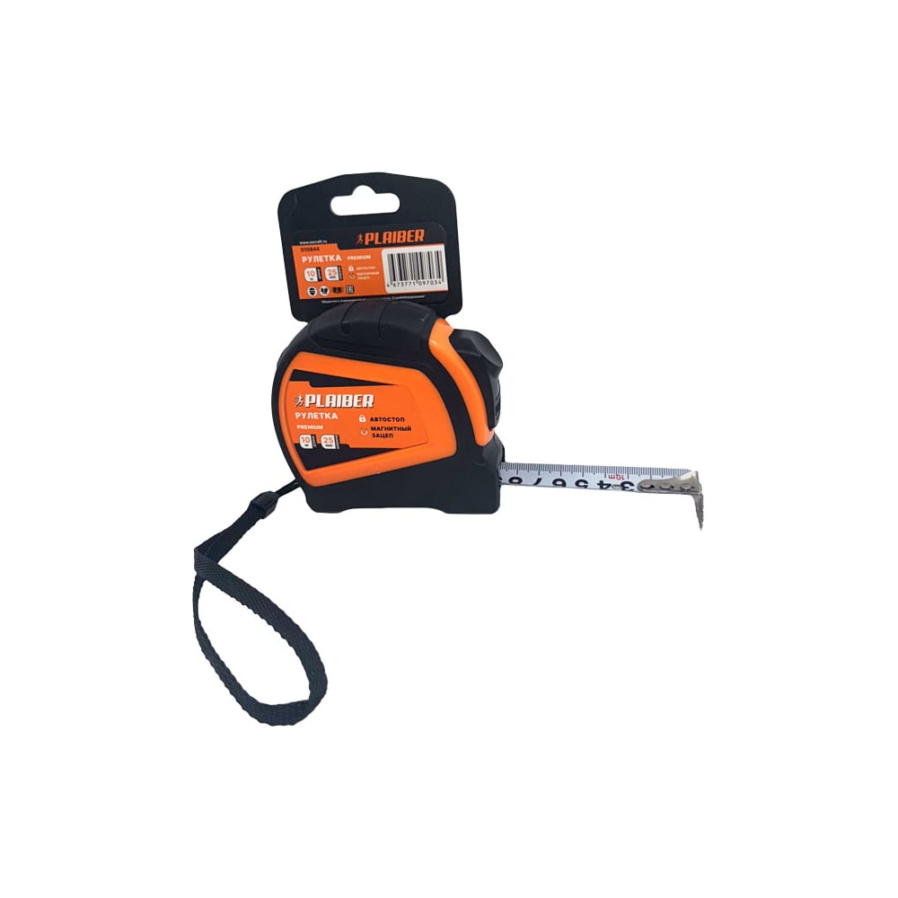 Изображение товара Рулетка PLAIBER 10м х25мм Premium профессиональная измерительная с магнитом и автостопом
