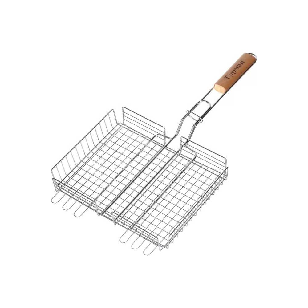 Изображение товара Решетка барбекю Гурман 300х240 мм из металла с деревянной ручкой