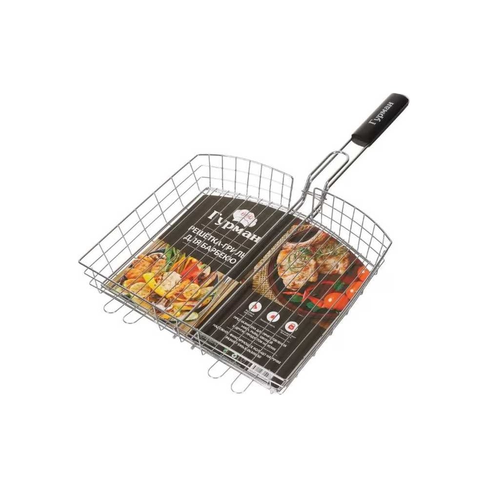 Изображение товара Решетка барбекю Гурман Люкс 350х300х50 мм сталь дерево ручка