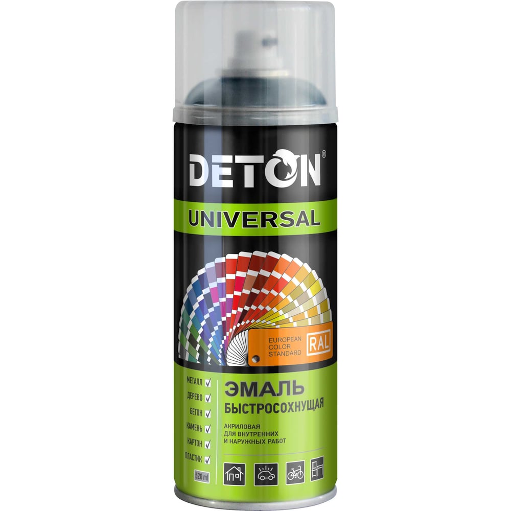Изображение товара Аэрозольная эмаль Deton быстросохнущая черно-серая RAL 7021 520 мл