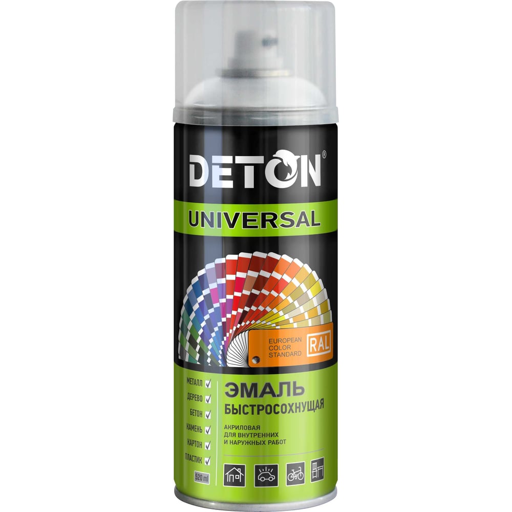 Изображение товара Эмаль акриловая быстросохнущая Deton белый матовый RAL 9010 аэрозоль 520 мл
