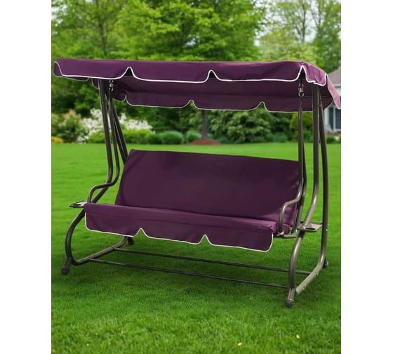 Изображение товара Качели садовые Green Days 3-мест, 200х120х164 см, 300 кг, раск, сливовые, YTGSW030-19-1522, металл 352964