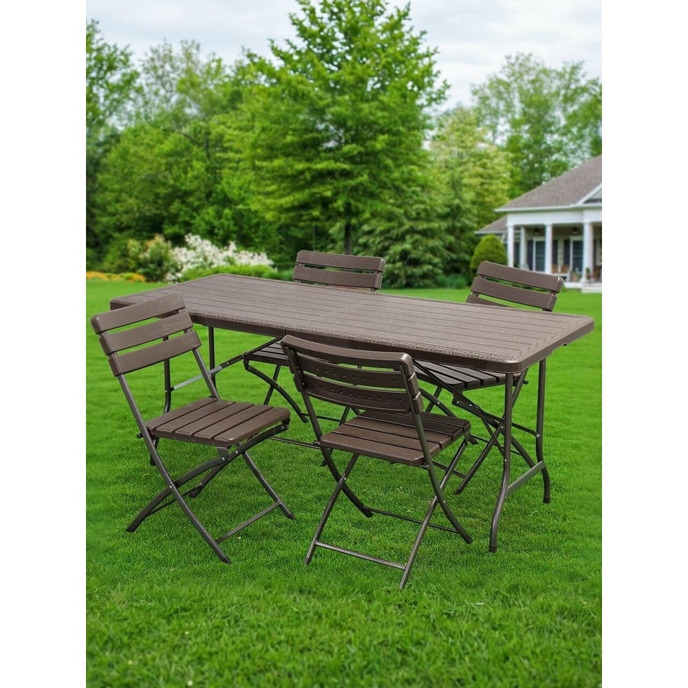 Изображение товара Комплект садовой мебели Green Days Уют, стол и 4 стула, коричневый, водонепроницаемый