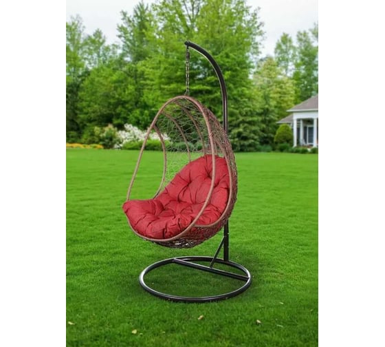 Изображение товара Подвесное кресло Green Days Кокон 1-местные, 67х92х198 см, 100 кг, черный/коричневое, под бордов-крас 344596