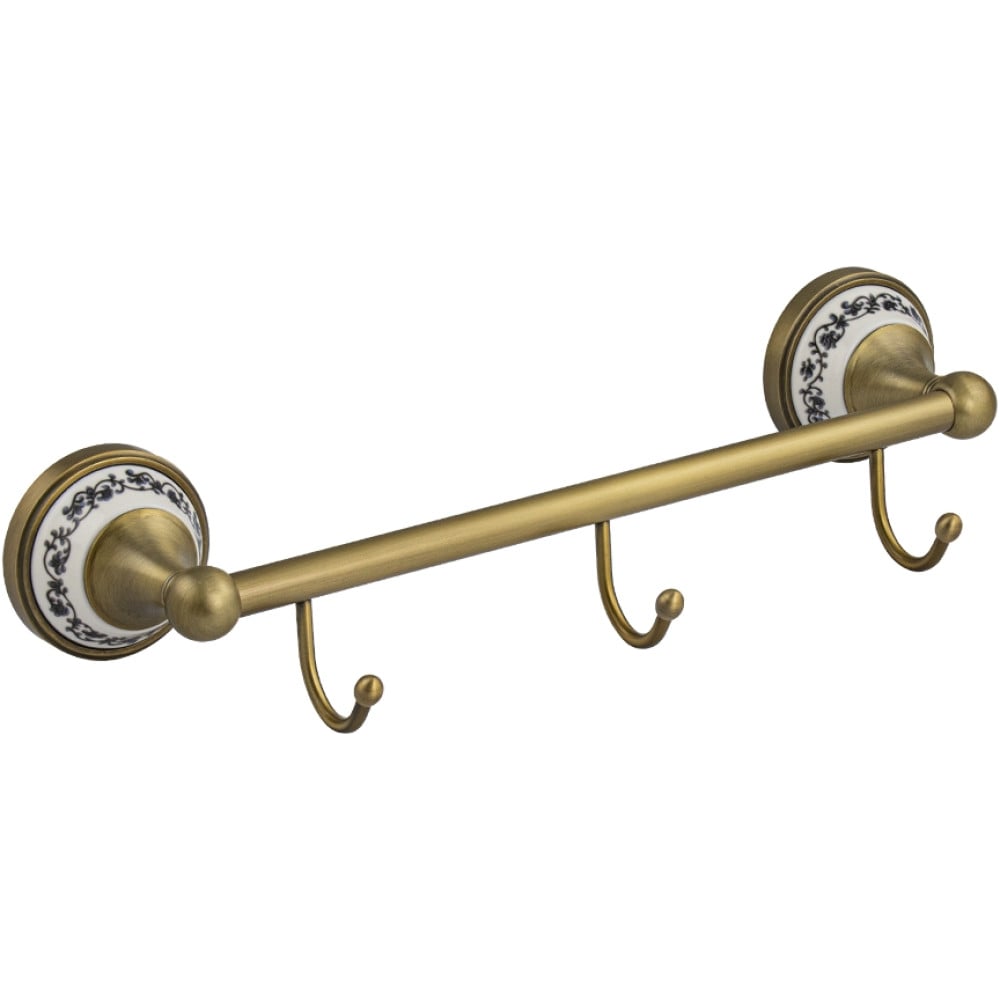 Изображение товара Вешалка BRIMIX с тремя крючками, керамической вставкой бронза 94204