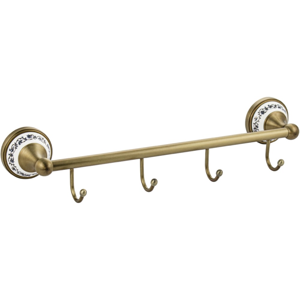 Изображение товара Вешалка BRIMIX с четырьмя крючками бронза 94205 с керамической вставкой