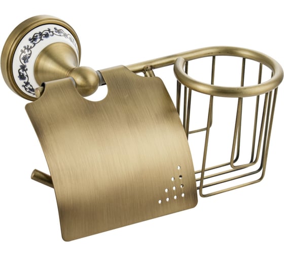 Изображение товара Держатель освежителя воздуха и туалетной бумаги BRIMIX с экраном, с керамической вставкой с орнаментом, цвет бронза 94244