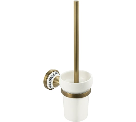 Изображение товара Ёрш для унитаза BRIMIX керамическая колба с креплением к стене, с керамической вставкой с орнаментом, цвет бронза 94162