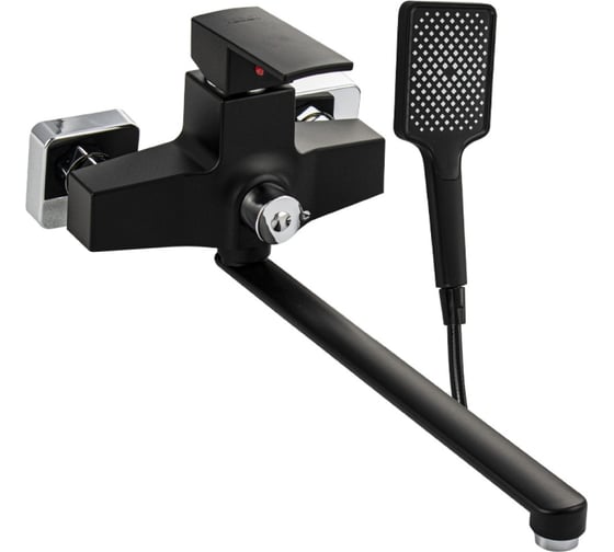 Изображение товара Смеситель в ванную BRIMIX длинный излив, из высокопрочного пластика АБС, черный, квадратный корпус 5564