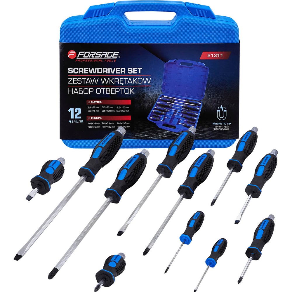 Изображение товара Набор ударных отверток Forsage F-21311 12 предметов для полупрофессионалов