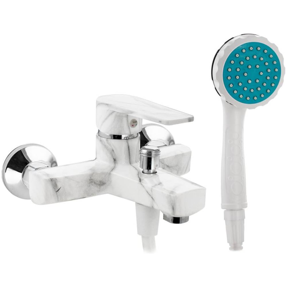 Изображение товара Смеситель в ванную BRIMIX короткий излив из пластика белый мрамор модель 586