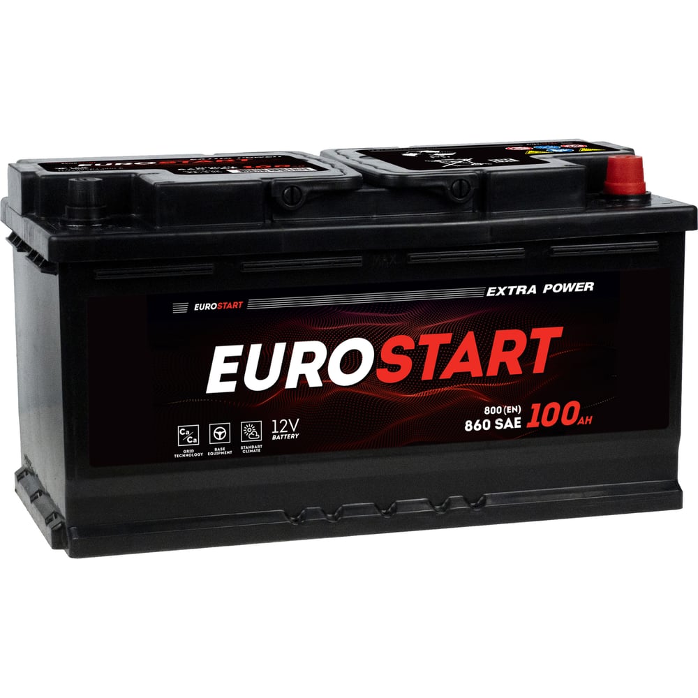 Изображение товара Аккумулятор EUROSTART Extra Power 100Ah R+ EU1000 надежный автомобильный аккумулятор